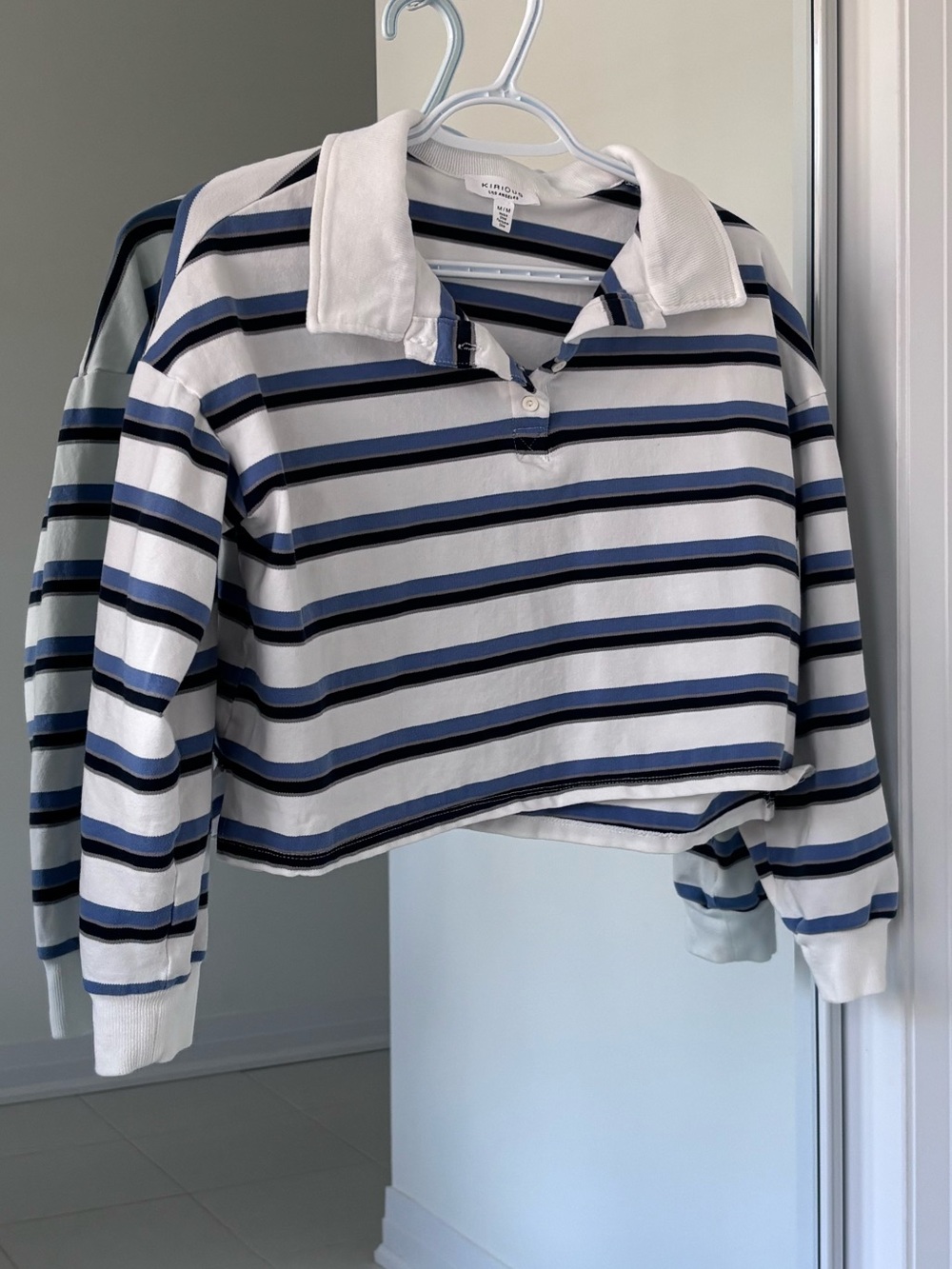Kirious LA Cropped Striped Polo Rugby Long Sleeve
